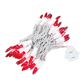 Novelty Lights 50 Light Red Christmas Mini Light Set, White Wire, 11' Long