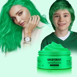 COLAYERIST Green Temporary Hair Dye Wax Washable, Temporary Hair Color for Kids, Hair Makeup Paint Wax for Parties or Cosplay, Hair Coloring Products No Messy