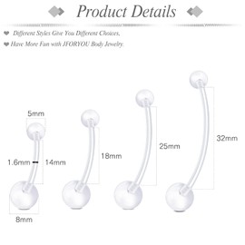JFORYOU Pregnancy Belly Button Rings Maternity Belly Bars Flexible Plastic Long Navel Rings Retainer Piercing 14G Long Belly Button Rings for Maternity Pregnant Women