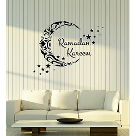Ramadan Kareem Vinyl Wall Decal Lettering Crescent Stars Islamic Art Stickers Mural Large Decor (ig5501)