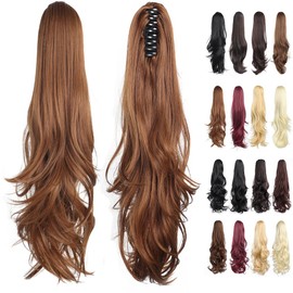 Ponytail Extension Claw Clip in 24" Synthetic Hairpiece for Women Girls Kids Lady Hair Piece Wavy High Pony Tails Synthetic Heat Long Curly Hairpiece for Daily Party use