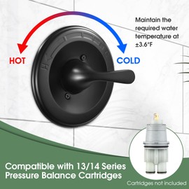 Shower Handle for Delta Classic 13/14 Series Trim Kit,T13020-BL Replacement for R10000 Series Shower Valve,Matte Black(Cartridge Not Included)