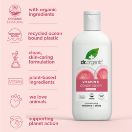 Dr. Organic Guava Conditioner, Vitamin C, Dyed Hair, Men, Women, Natural, Vegan, Cruelty Free, Paraben and SLS Free, Organic, 265 ml