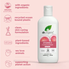 Dr. Organic Guava Conditioner, Vitamin C, Dyed Hair, Men, Women, Natural, Vegan, Cruelty Free, Paraben and SLS Free, Organic, 265 ml