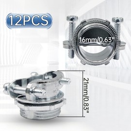Bonsicoky 12 Pcs 1/2 Inch Clamp Type Cable Connectors - Zinc Alloy Clamp Cable Connector Fittings for Metallic Conduit Protect Electric Wires Electrical Box Cables
