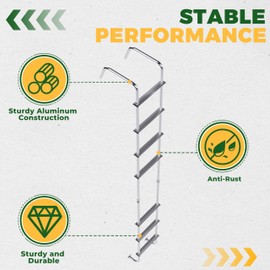 ECOTRIC RV Exterior Ladder for Travel Trailers Universal RV Motorhome Straight Ladder Aluminium Silver (7 Step Ladder) 8.4FT