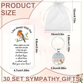 Kklolai 30 Sets Robin Memorial Keychains Gifts Bereavement Metal Funeral Keyring Remembrance Cards for Loss of Mum Dad Grandma Friend