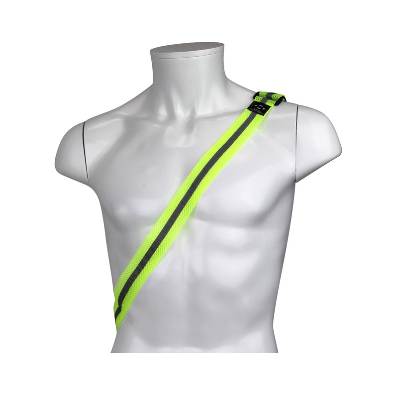 SK11 REFTUS-Y Reflective Mesh Sash, Hook-and-Loop Fastener, Yellow, High-Brightness, Glass