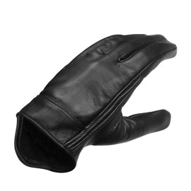 Men’s Premium Black Leather Motorcycle Gloves Gel Palm Padding for Protection and Comfort (XL, Black Plain)