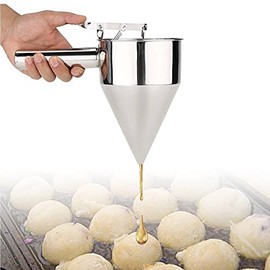 Dispensador De Masa De Panqueques, Bolas de Pulpo Pequeñas de Acero Inoxidable que Hacen Magdalenas de Embudo Dispensador de Masa para Hornear Panqueques con Rejilla Utensilios de Cocina Herramientas