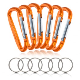 ASR Outdoor 6-Pack Small Aluminum Carabiner Non-Locking Spring Clip Keychain, Orange 1.5 inch