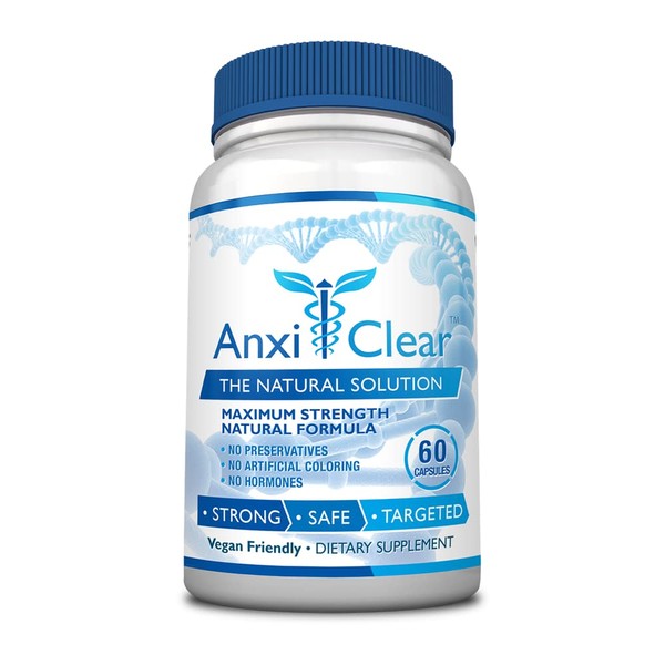 AnxiClear Consumer Health Boosts Mood, Calms The Mind, Elevates Serotonin Levels - 5-HTP, L-thianine - 60 Capsules - Made in The USA