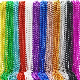 Tayuvira120Pcs Beaded Necklaces, 33" St Patricks Day Necklace,Mardi Gras Beads,Beads Necklace Decorations for Women Men,Festival Parade Throws for Pirate Carnival St Patricks Party (12 colors)