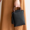 VITAFELICE Inb-90031p Women's 2-Way Pochette with Wood Handle, Black