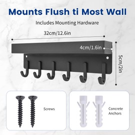 Key Holder, Wall-Mounted Key Holder with 6 Hooks and Top Storage Slot, Durable and Premium Material, Easy Installation, Perfect for Entryway, Kitchen, Office, or Bedroom Organization.