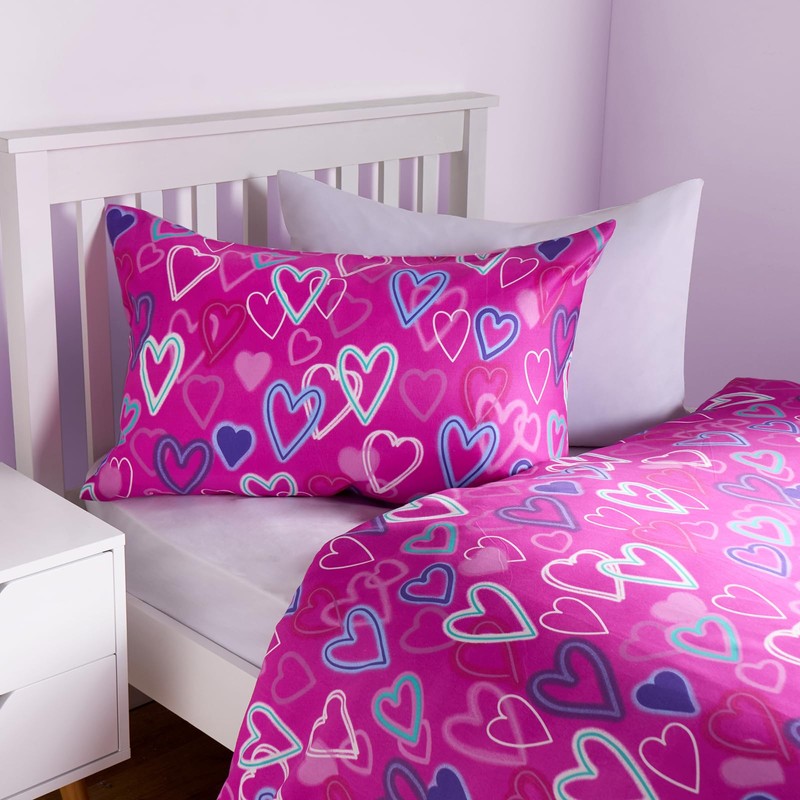 OHS Hearts Duvet Double, Microfibre Soft Valentines Day Quilt Covers