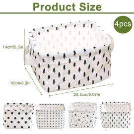 Small Storage Baskets, 4PCS Fabric Storage Basket Organizer with Handles, Collapsible Mini Storage Boxes, Ideal for Home Organising and Storing Items (20.5 * 16 * 14cm)