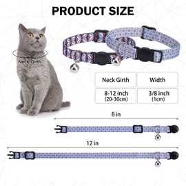 DILLYBUD Breakaway Cat Collar with Bell & Cute Pendant, 2 Pack Kitten Collars with Safety Buckle for Girl Boy Male Female Cats, Puppies and Small Pet, Adjustable 8-12 Inch