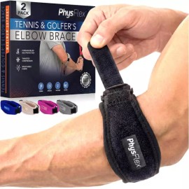 PhysFlex 남녀용 PhysFlex 2팩 팔꿈치 보호대 조절 가능한 테니스 및 골퍼용 지지 스트랩 - 팔 팔뚝 힘줄 용 압박 [Pink (Pack Of 2)] PhysFlex Elbow Support Straps for Men and Women - Adjustable Tennis and Golfer Brace - Compression for Arm and Forearm Tendons [Pink (Pack Of 2)]