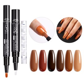 Love easy Hema Free Gel Nail Polish Pen Set 6 pcs -Brown Color Series,Ideal Gift for Her,Gift for Women(U V Lamp Needed)