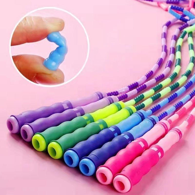 Jump Rope Comfortable Grip Adjustable Durable Lightweight Safe Beaded Skipping