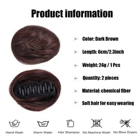 RPAEOY 2 Stück Krallen Clip in Haar Bun Messy Bun Mini Haarteile Dutt mit Klammer Haar Scrunchies Synthetik Haar Donut Pferdeschwanz Haarteil Dutt für Damen (Dunkelbraun)