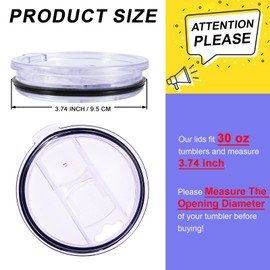 Weierken 30oz Tumbler Replacement Lid, Splash Proof & Spill Resistant With Slider Locking Closure, lid for Yeti Tumbler, Ozark Trails and more Cooler Cup, Fit Open/Close 3.7 Inch Diameter
