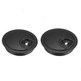 2 Pack Desk Grommet Kit Zinc Alloy Computer Desktop Grommets Wire Organizers Table Cable Cord Round Hole Cover for Home and Office (Ø60mm（2-3/8 Inch）, Flat Black)