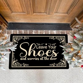 YSYTMAT Shoes Off Doormat Welcome Mat Funny Doormats Take Off Your Shoes Door Mat Anti-Slip Door Mat for Entrance Way Indoor/Front Door/Kitchen Mats (30 X 17 in) (Leave You Shoes)