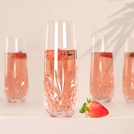 SHOSHIN Hand-Cut Crystal Stemless Champagne Flutes – Perfect for Parties, Weddings, and Celebrations – Elegant Set of 8 Champagne Glasses, 9.5 oz