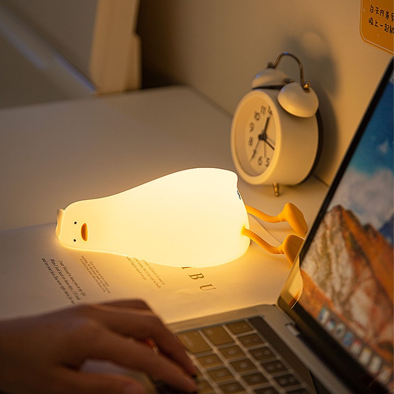 LED Night Light Cute Lying Duck Shape Soft Silicone Soft