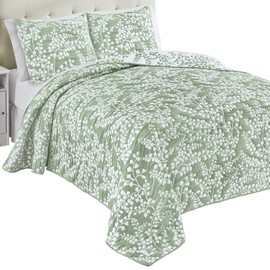 Collections Etc Jacquard Textured Leaf Design Reversible Bedspread