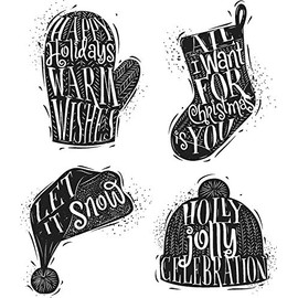 Tim Holtz Cling Rubber Stamps - Carved Christmas #1 CMS313