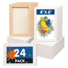 FIXSMITH Mini Stretched Canvas for Painting - 24 Pack 4 x 6 Inch, 2/5” Profile Small Canvases, 100% Cotton Little Blank Canvas for Kids, Home Decor Project, Art Supplies for Acrylic Oil Painting