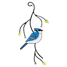 Stained Glass Window Hangings Ornaments,Bird Ornaments,Glass Robin Hanging Ornaments,Bird Suncatcher,Beautiful,Durable,for Outdoor Gardens,Home Windows,Fences,Decorations