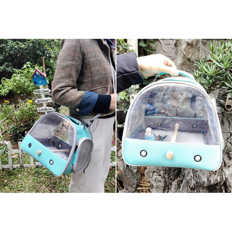 Small Bird Travel Cage Carrier, Portable Parrot Parakeet Carrier with