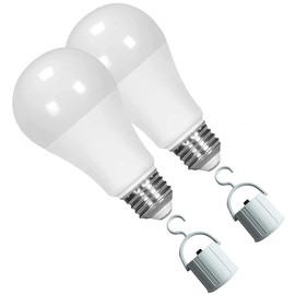 Ciata Rechargeable Light Bulbs - Power Outage Supplies, Battery Operated Light Bulb with Rechargeable Battery Powered - Lasts 3-4 Hours - with a Hook for Camping, Cordless Rechargeable - Pack of 2
