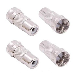 Accessonico F Type Male Plug to RCA Female Jack RF Video TV Cable Adapter 75 Ohm Connector Coupler Converter Replacement for Atari 2600 TV/7800 Sega/Coleco/Commodore Game System Audio Coax (4 Pack)