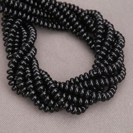 BONNY BOXX 1 hebra natural 5 x 8 mm abalorio redondas de obsidiana negra, abalorio de piedra de disco de ábaco natural, piedras espaciadoras sueltas para hacer pulseras, collares, joyas