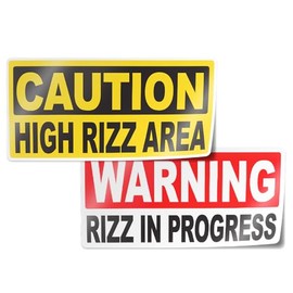 Rizz Vinyl Stickers - 2 Pieces (4" x 2" Each) - Boost Your Vibe with Durable Decals by Flippin Stickers