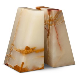 Modern Wedge Marble Bookends (Light Green Onyx)
