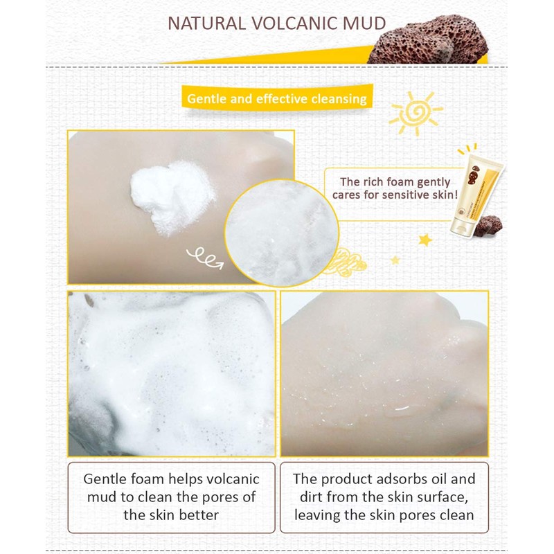 ROREC Volcanic Mud Clean Pore Cleanser Foam Natural Skin Сare