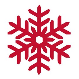 Christmas Snowflake Vinyl Sticker Decals (Pack of 2) for Car Bumper Window Laptop, Phone, Tablet (4" x 3.5", Red)