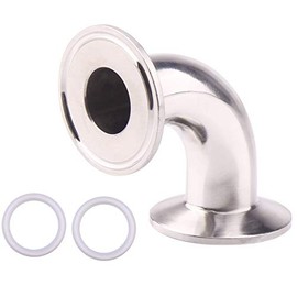 LOZOME 1" Tube OD Sanitary Ferrule Elbow 90 Degree Pipe Fitting with 2 Silicone Gaskets 304 Stainless Steel Tri Clamp 1.5 Inch