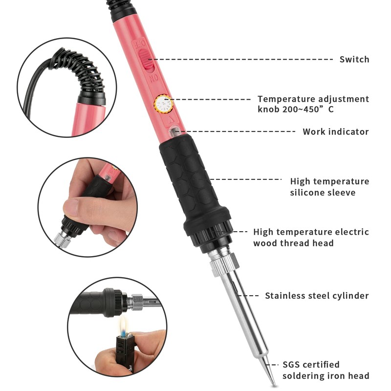 Soldering Iron Kit, 60W Soldering Iron with 5pc Interchangeable Tips,