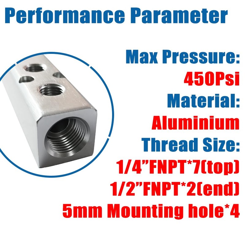 Qolekog Quality 7 Way 9 Port Air Manifold 1/2" NPT
