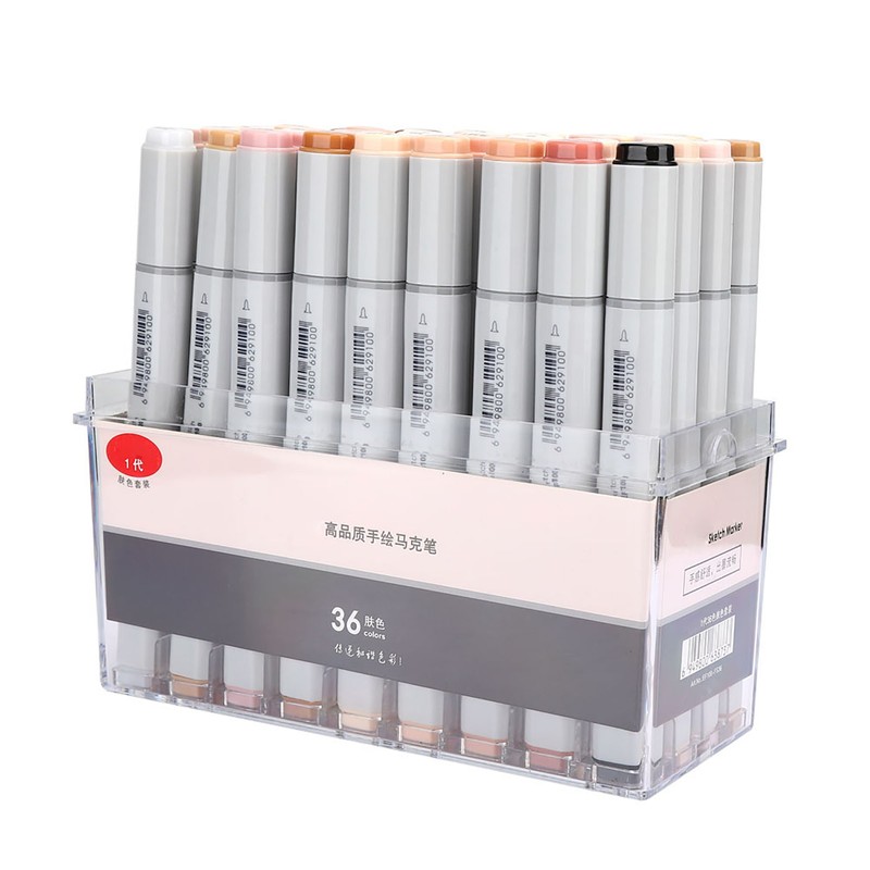 Marker Pen Double Head Skin Colors Transparent Set Painting Brush