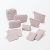 Muji 84475757 Wrinkle Nylon Flat Pouch with One Hand, Pink,