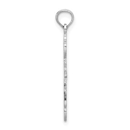 GlittersandGold 14K White Gold Polished and Cut-Out Cross Charm Bracelet Necklace