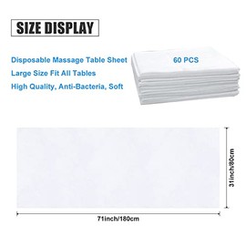 xiaozhifu Xiaozhifu 60 Pieces Disposable Bed Sheet, Disposable Massage Table Bed Sheet, Massage Table Cover, Massage Sheet for Beauty Salon, SPA, Hospital Beds, Tattoo Hotels, 80 x 180 cm